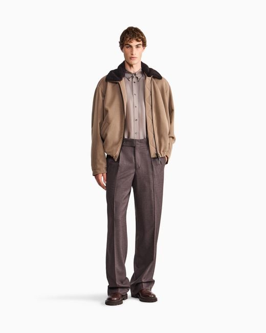 Giorgio Armani Brown Oversized Double Pleat Trousers for men
