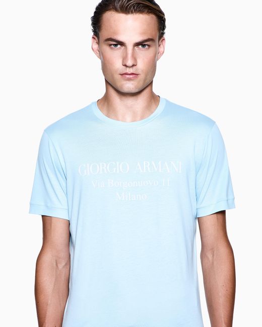 T-Shirt Girocollo Borgonuovo 11 di Giorgio Armani in Blue da Uomo