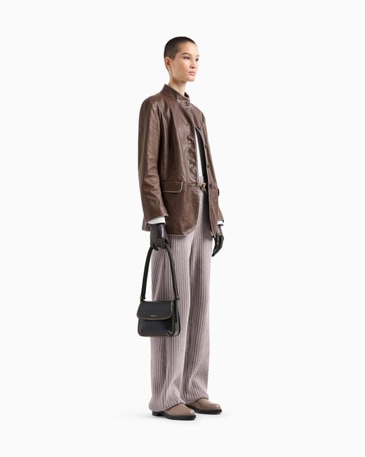 Giorgio Armani Black La Prima Leather Bag With Threading