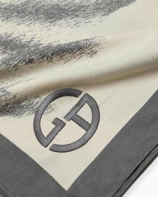 Giorgio Armani Gray Printed Cotton Stole for men