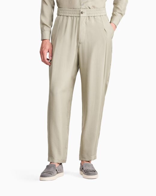 Giorgio Armani White Trouser Regular Fit Silk Habotai With Cupro Lining for men