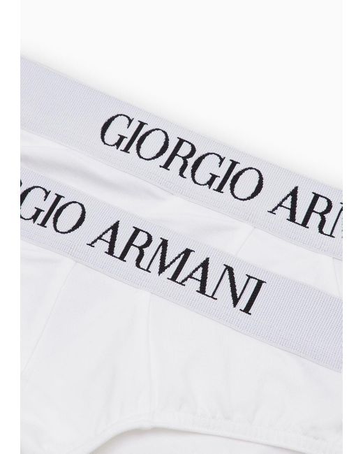 Giorgio Armani White Two-pack Of Stretch Cotton Briefs for men