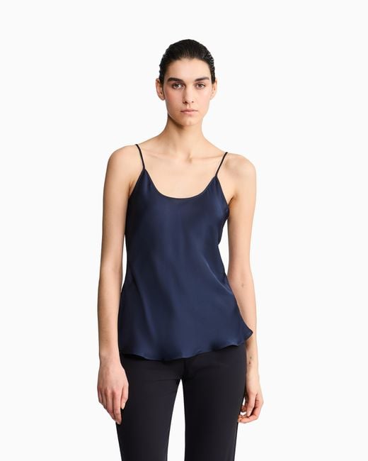 Giorgio Armani Blue Silk Charmeuse Top