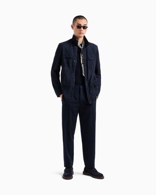 Giorgio Armani Blue Suede Safari Jacket for men