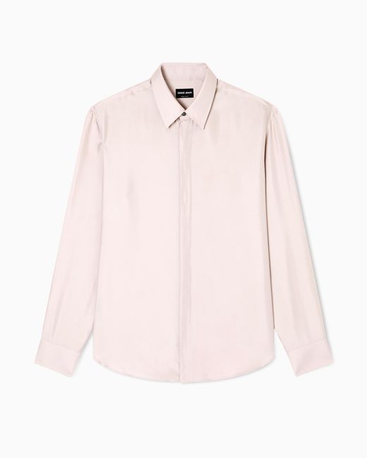 Camisa Regular Fit En Sarga De Seda Giorgio Armani de hombre de color Pink