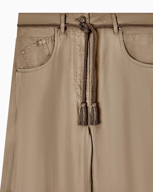 Giorgio Armani Natural Cupro And Linen Trousers With Belt Denim Collection