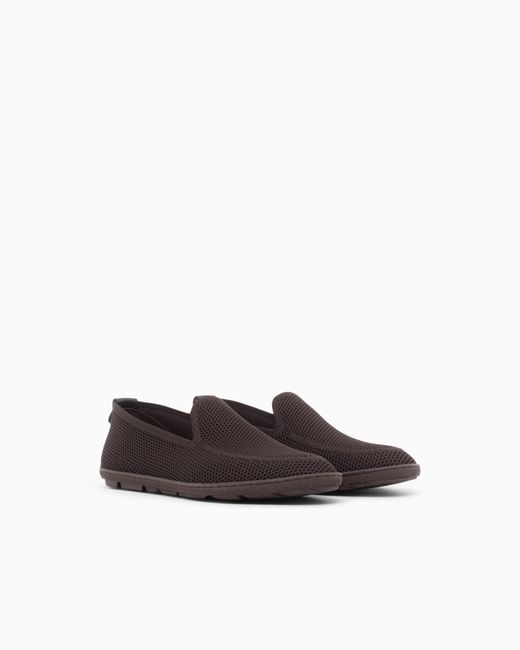 Giorgio Armani White Breathable Mesh Slip-On Sneaker With Leather Inserts for men