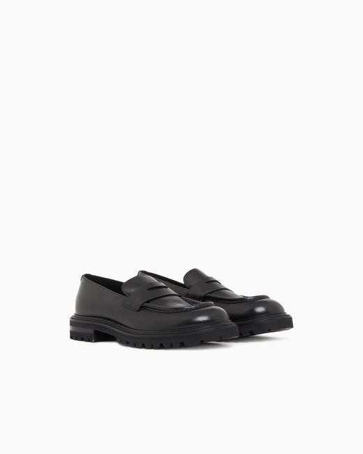 Giorgio Armani White Nappa Leather Loafers for men