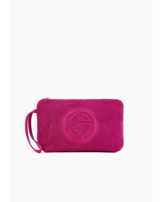 Giorgio Armani Pink Cotton Terry Clutch Bag
