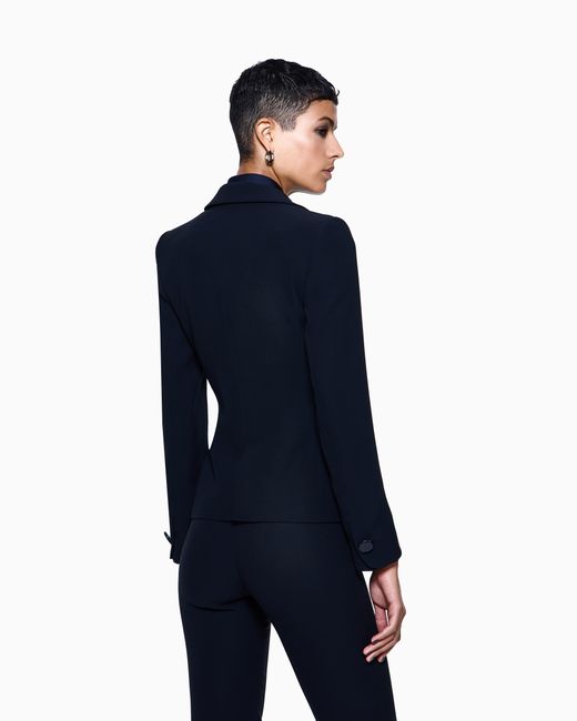 Giorgio Armani Blue Mulberry Silk Single-Breasted Jacket