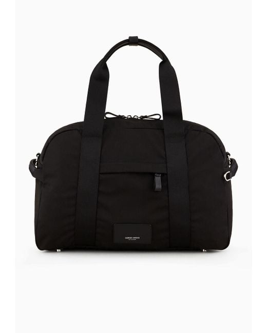 Giorgio Armani Black Small Duffel Bag In Nylon Armani Sustainability Values for men