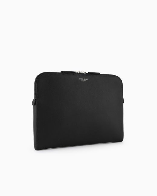 Giorgio Armani Black Leather Document Holder for men