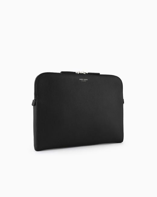 Giorgio Armani Black Leather Document Holder for men