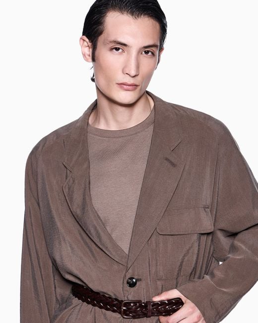 Pull Icon À Col Ras-Du-Cou Et Manches Courtes En Interlock De Cachemire Giorgio Armani pour homme en coloris Pink