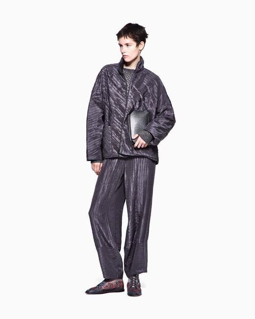 Giorgio Armani Blue Viscose And Metallic Mesh Jumper