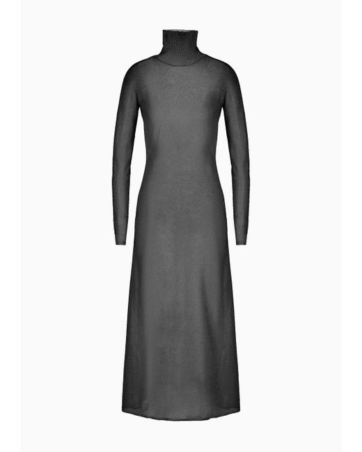 Robe Mi-longue En Maille Brillante Giorgio Armani en coloris Gray