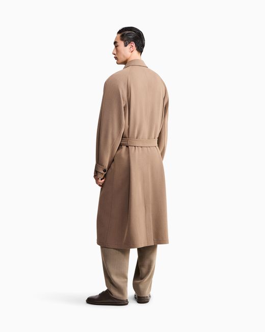 Giorgio Armani Brown Oversized Fit Trench Coat for men