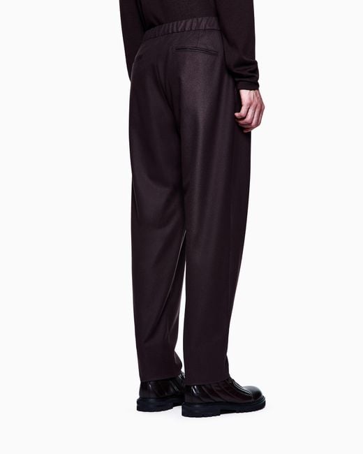 Giorgio Armani Blue Trouser Cashmere Regular Fit Solid Stretch Drap for men