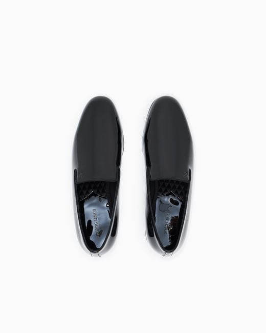 Giorgio Armani White Patent Leather Loafers for men