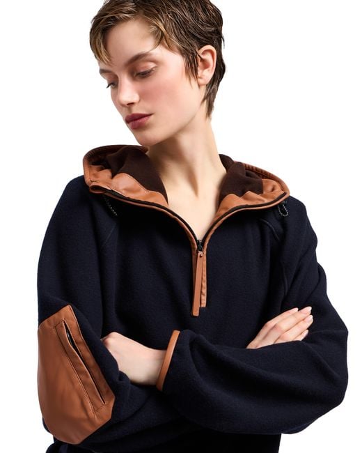 Giorgio Armani Blue Neve Cashmere Fleece Hooded Sweatshirt