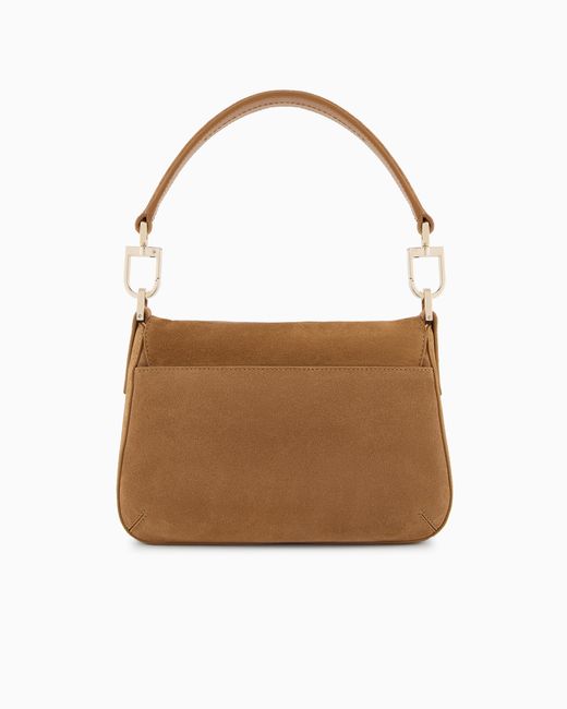 Giorgio Armani Brown Small La Prima Soft Suede Handbag