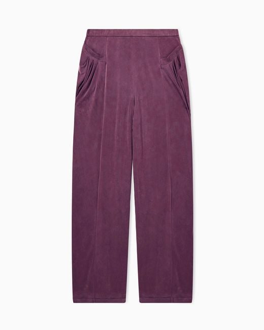 Giorgio Armani Purple Trouser With Wide Leg And Front Draping