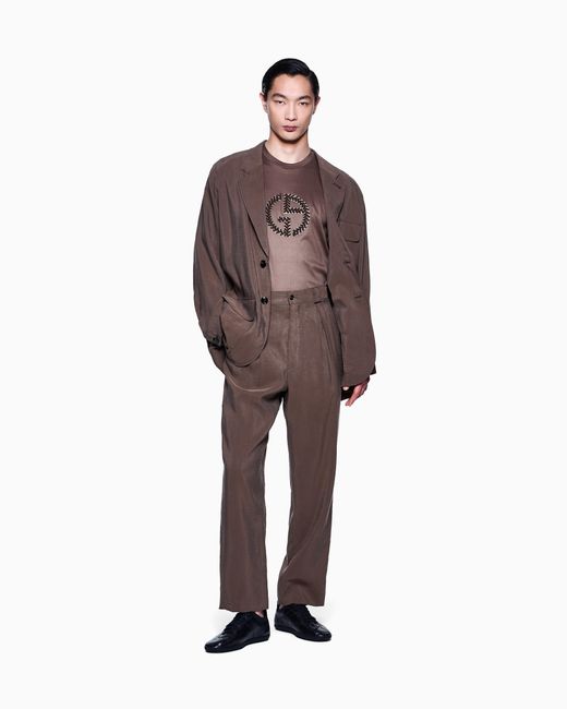 Giorgio Armani T-Shirt Aus Interlock-Baumwolle Mit Großer Ga-Logostickerei in Brown für Herren