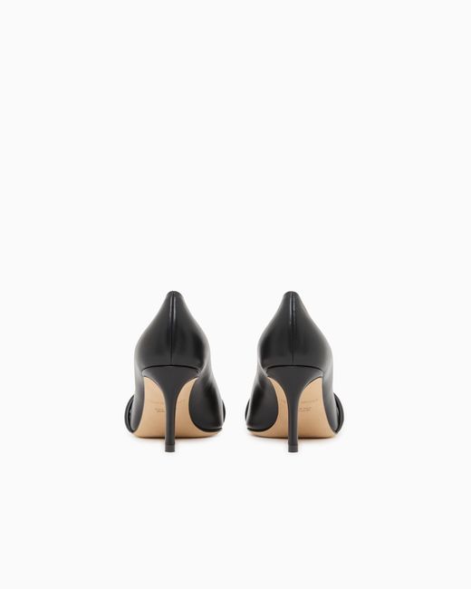 Giorgio Armani White Pointed Leather Pumps With Metallic Strap