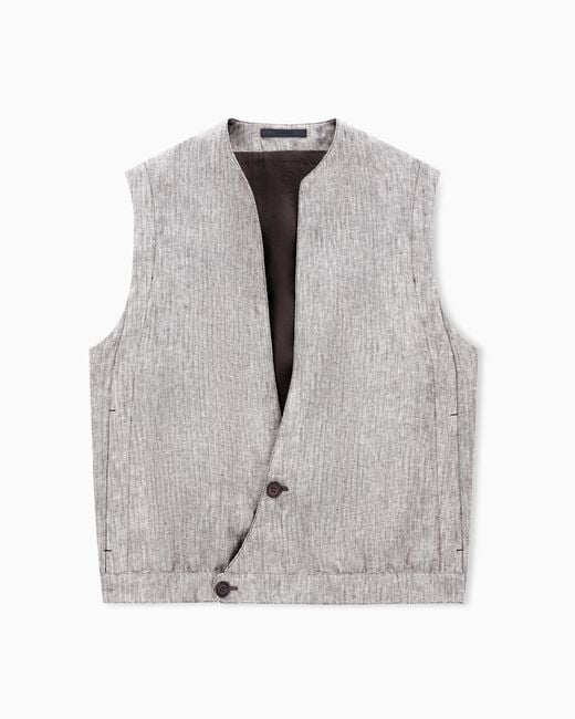 Chaleco De Lino Jaspeado Giorgio Armani de hombre de color Gray