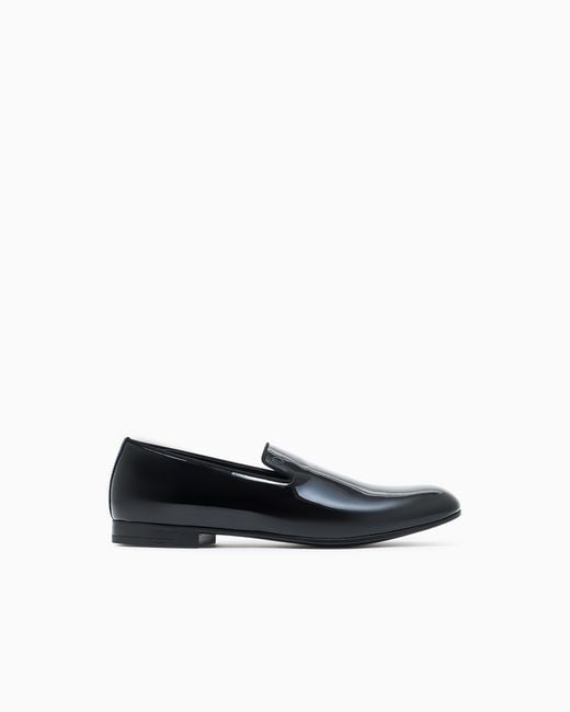 Giorgio Armani White Patent Leather Loafers for men