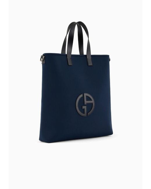Giorgio Armani Shopper Aus Neopren Mit Maxi-logo in Blue für Herren