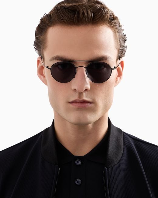 Giorgio Armani Blue Round Sunglasses for men