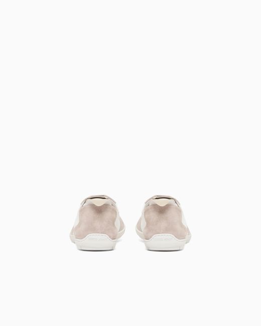 Giorgio Armani White Nylon And Suede Sneakers for men