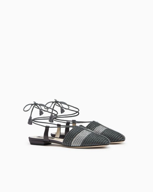 Giorgio Armani White Satin Ballerinas With Passementerie Trim