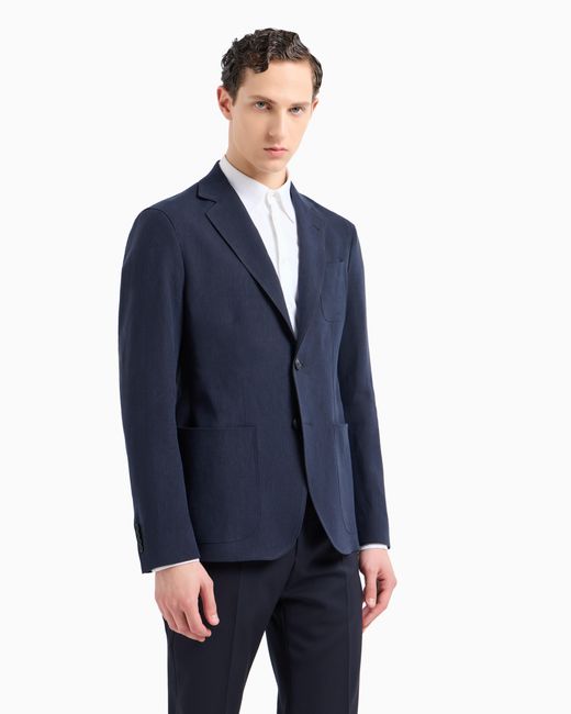 Giacca Linea Upton Monopetto di Giorgio Armani in Blue da Uomo