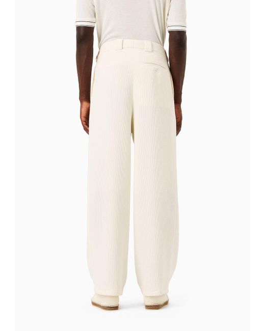 Giorgio Armani White Single-pleat Virgin Wool Trousers for men
