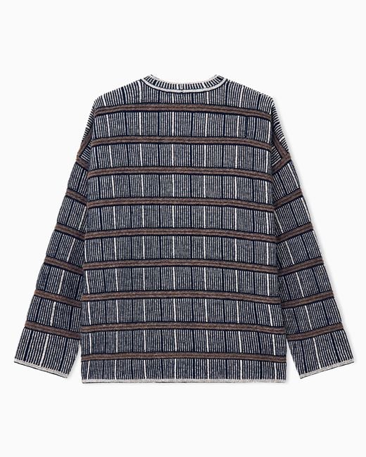 Giorgio Armani Blue Sweater Oversized Ribbed Silk And Virgin Wool Blend for men
