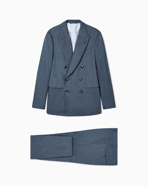 Giorgio Armani Blue Napoli Line Double-Breasted Suit for men