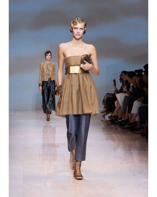 Giorgio Armani Natural Organza-blend Short Dress