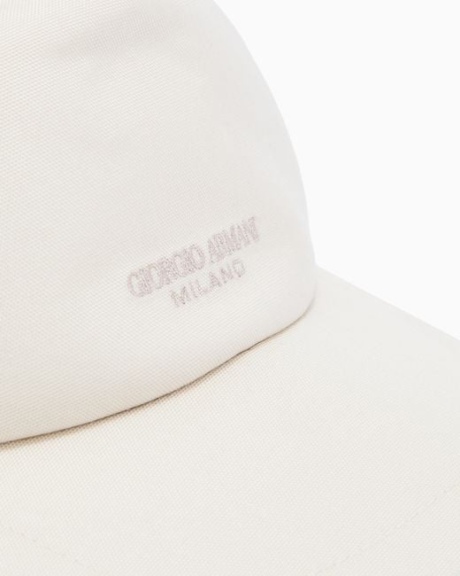 Giorgio Armani White Technical Fabric Baseball Cap With Leather Logo for men