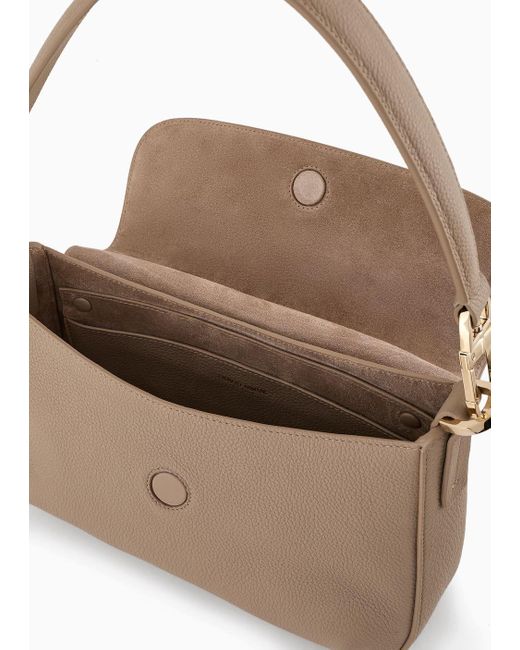 Giorgio Armani Natural Small La Prima Soft Bag In Pebbled Leather