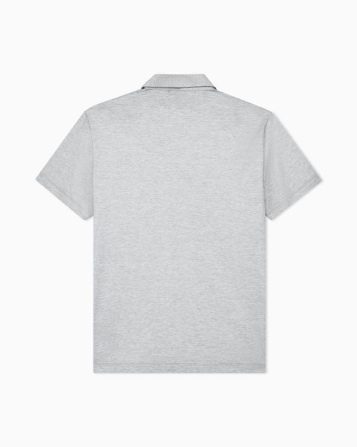 Giorgio Armani White Silk And Cotton-Mélange Jersey Polo Shirt for men