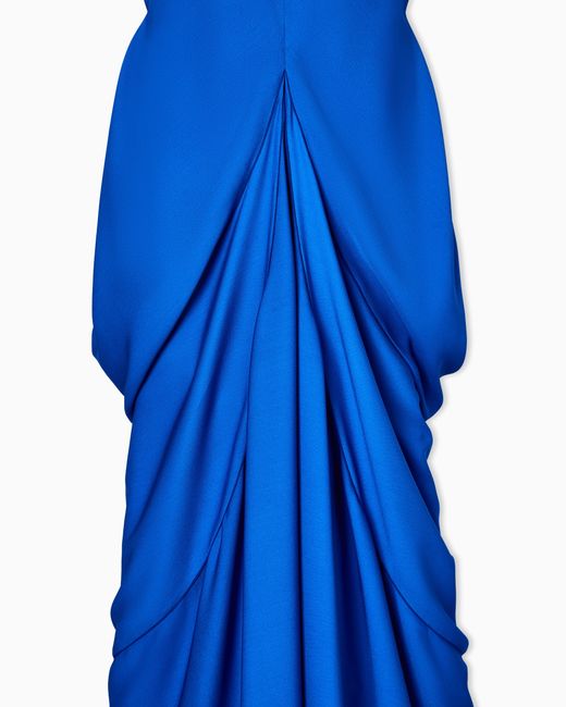 Giorgio Armani Blue Long Triple Silk Georgette Dress