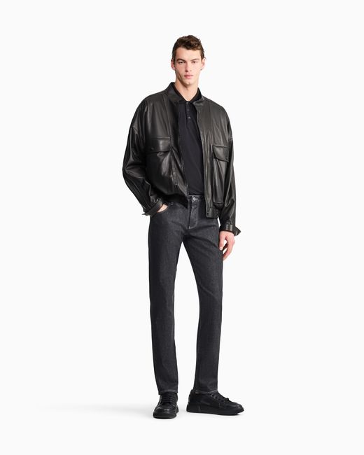 Giorgio Armani Blue Five-Pocket, Slim-Fit, Stretch Cotton-Denim Trousers for men