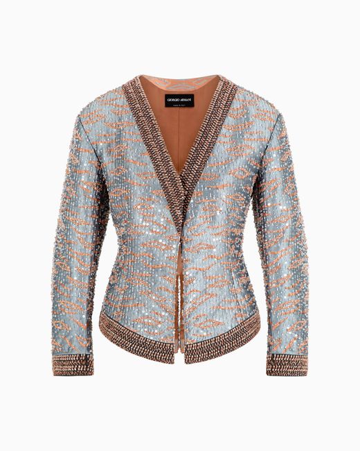 Giorgio Armani Gray Single-Breasted Short Jacket