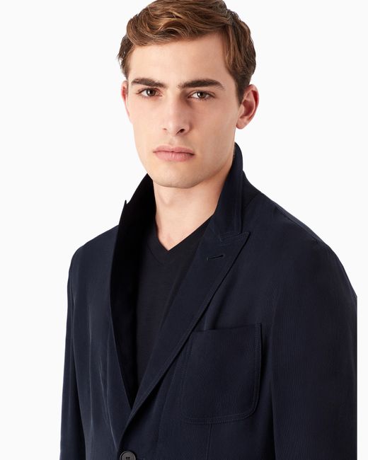 Giorgio Armani Blue Cupro Jacket With A Single-Breasted Two-Button Design Icon for men