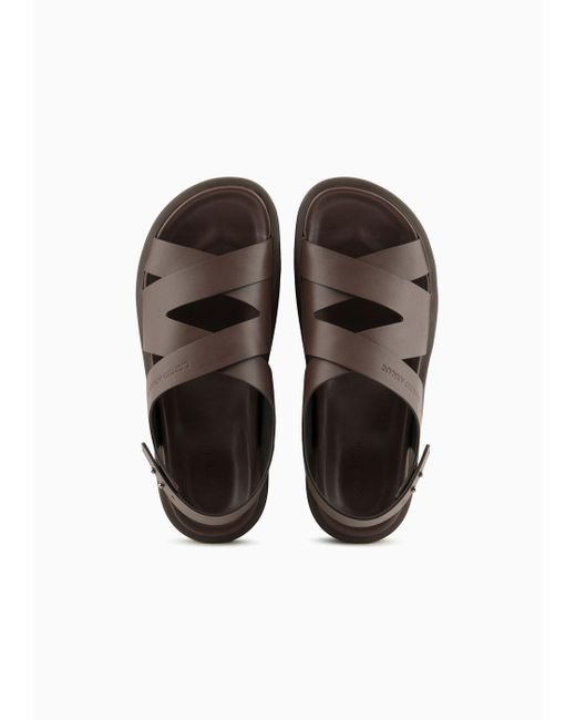 Giorgio Armani White Leather Woven Sandals for men