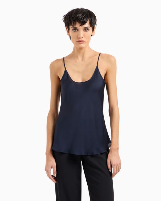 Giorgio Armani Blue Silk Charmeuse Top