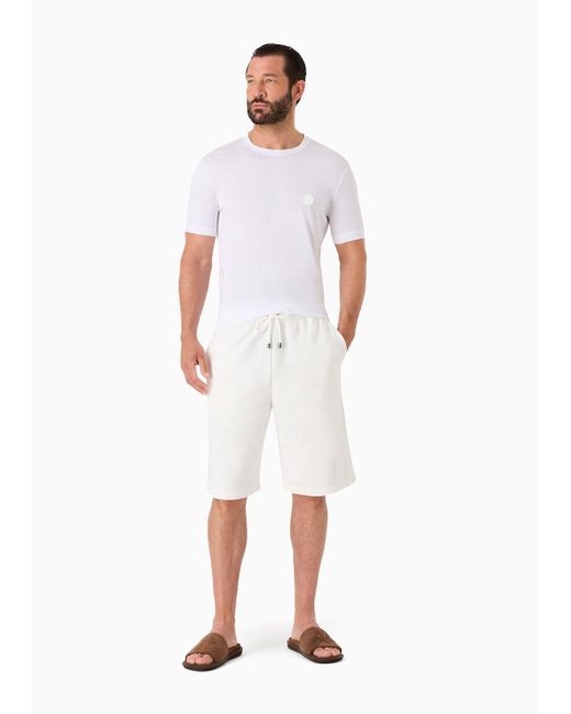 Giorgio Armani White Asv Cotton-blend Jersey-fleece Bermuda Shorts for men