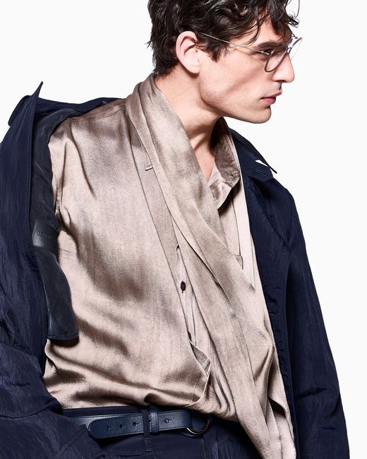 Giorgio Armani Natural Viscose Blend Satin Shirt for men